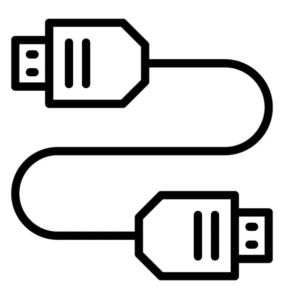 Connecteur Deux Côtés Fixé Avec Câble Représentant Connecteur Câble — Image vectorielle