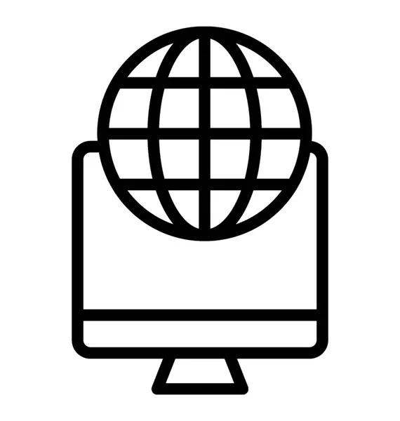 Počítač Globe Nad Ním Zobrazující Kyberprostoru — Stockový vektor