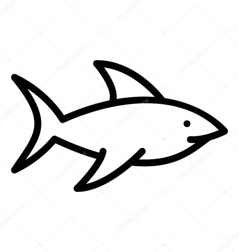 A finned fish with scissor like tail depicting shark