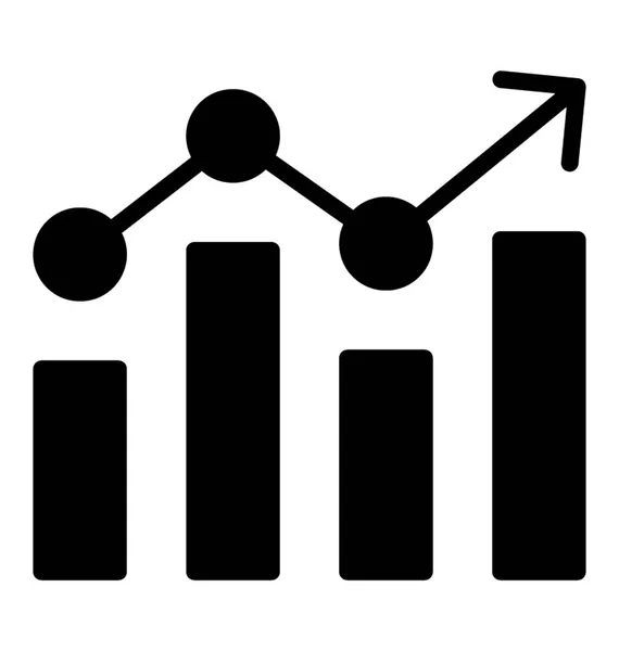 Avaliação Gráfica Mostrada Ícone Por Linha Gráfico Barras — Vetor de Stock