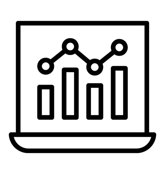 Gráfico Marketing Laptop Mostrando Infográficos Mercado — Vetor de Stock