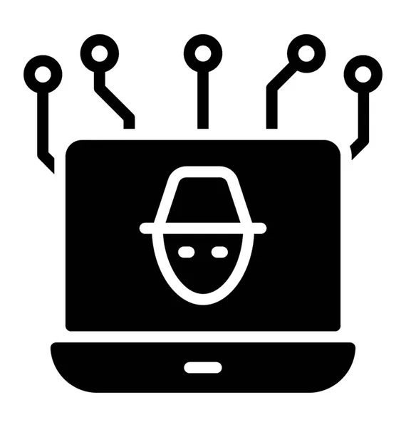 Ένα Σημάδι Χάκερ Μια Οθόνη Υπολογιστή Συνδέσεις — Διανυσματικό Αρχείο