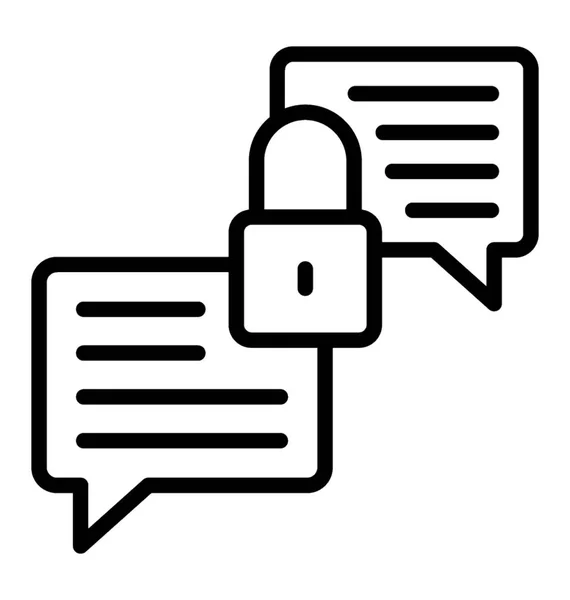 Two Speech Bubbles Connected Lock Depicting Chat Lock Concept — Stock Vector