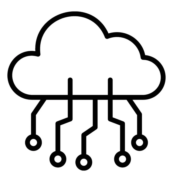Cloud Attaché Avec Des Nœuds Réseau Partagés Dénaturant Cloud Computing — Image vectorielle