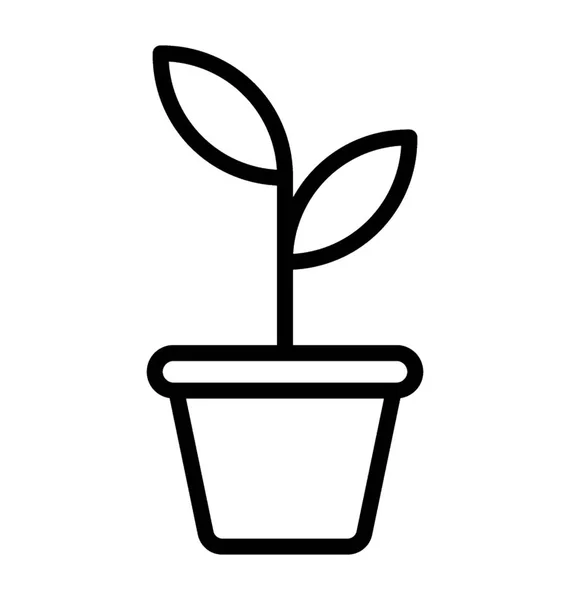 Young Growing Plant Pot Gardening Icon Vector — Stock Vector