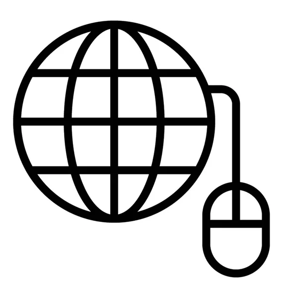 Ποντίκι Του Υπολογιστή Συνδεδεμένο Παγκόσμιο Δίκτυο Εικονίδιο Δείξιμο Παγκοσμιοποίηση — Διανυσματικό Αρχείο