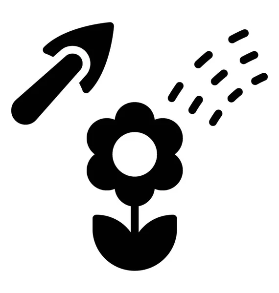 Ícone Uma Espátula Com Uma Flor Representando Jardinagem — Vetor de Stock
