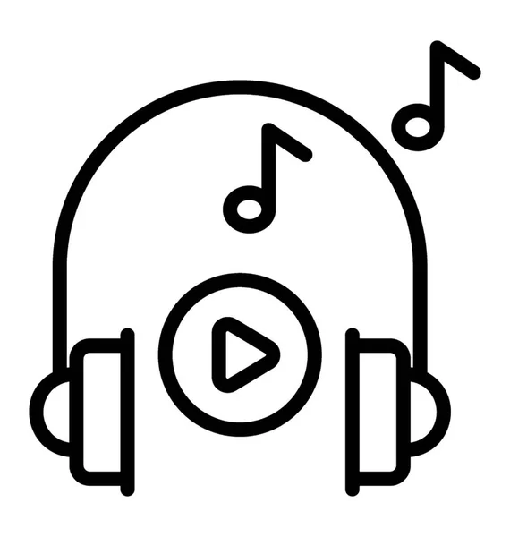 Icône Casque Muni Signe Musical Représentant Musique Écoute — Image vectorielle