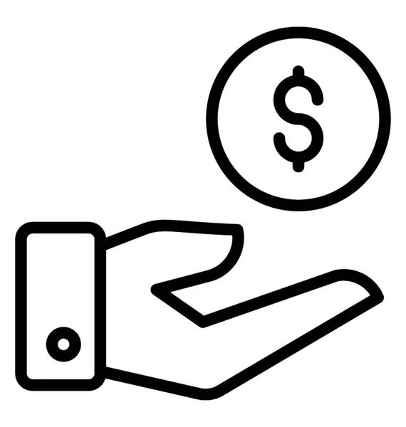 Ikona Ruky Minci Zobrazující Dolar Kolekce — Stockový vektor