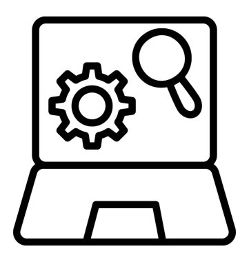 Laptop ve dişli seo pazarlama ifade eden 