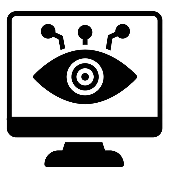 Ein Desktop Bildschirm Auf Dem Ein Mit Knoten Verbundenes Auge — Stockvektor