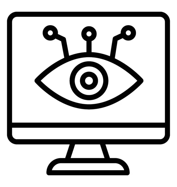 Desktop Screen Showing Some Eye Connected Nodes Giving View Seo — Stock Vector