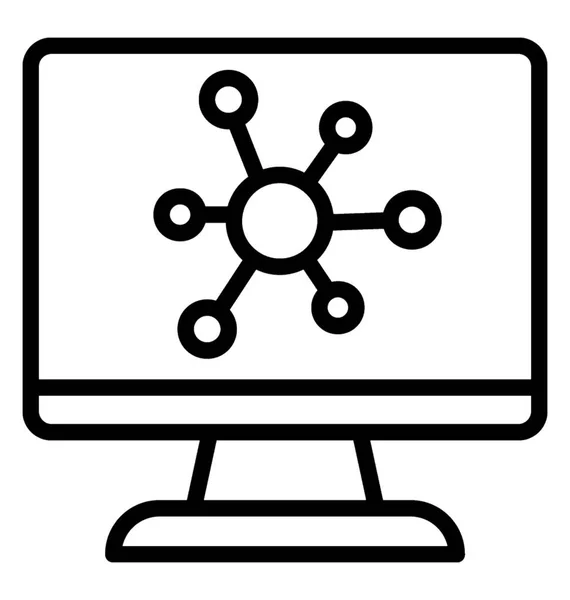 Bildschirm Mit Atom Zeichen Ikone Der Wissenschaftsforschung — Stockvektor