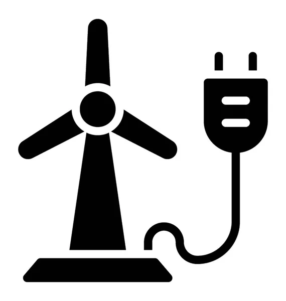 Windmolens Een Pictogram Met Een Beschrijving Van Wind Energie Ion — Stockvector