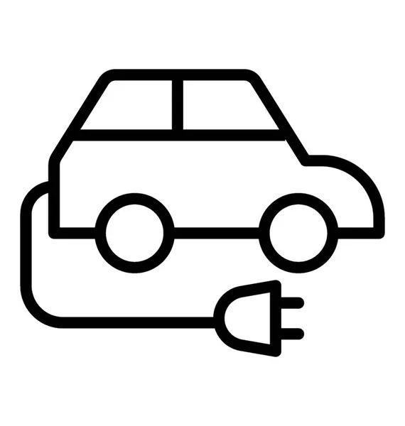 Vehicle Attached Plug Notioning Electric Car Icon — Stock Vector