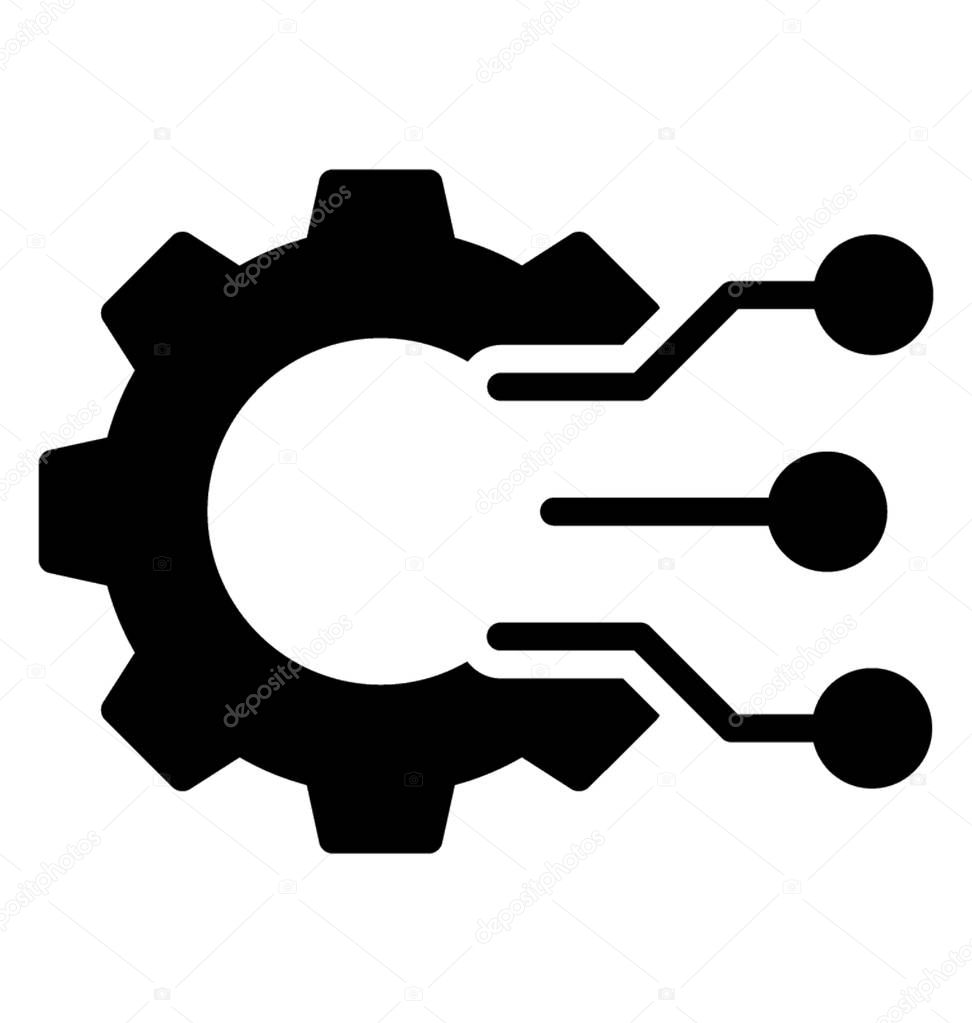A big cogwheel having circuit design denoting data integration icon 