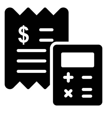 Kağıt fatura ve hesap makinesi gösteren simge mali yönetim için