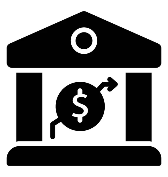 Символ Доллара Внутри Здания Направляющей Стрелкой Показывающей Здание Банка Операции — стоковый вектор