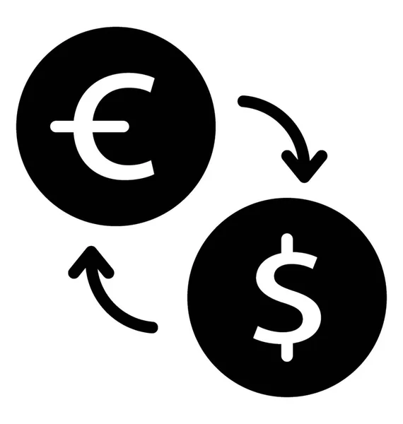 Simboli Euro Dollaro Collegati Tramite Frecce Che Presentano Icona Del — Vettoriale Stock