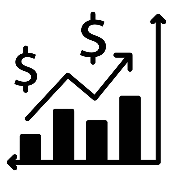 Gráfico Barras Ascendentes Com Símbolos Dólar Ícone Para Crescimento Das — Vetor de Stock