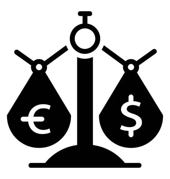 Dollar Euro Balance Scale Showing Exchange Rate Icon Vector — Stock Vector