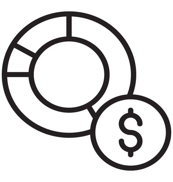 Circular Pie Chart Dollar Symbol Denoting Icon Statistical Analysis — Stock Vector