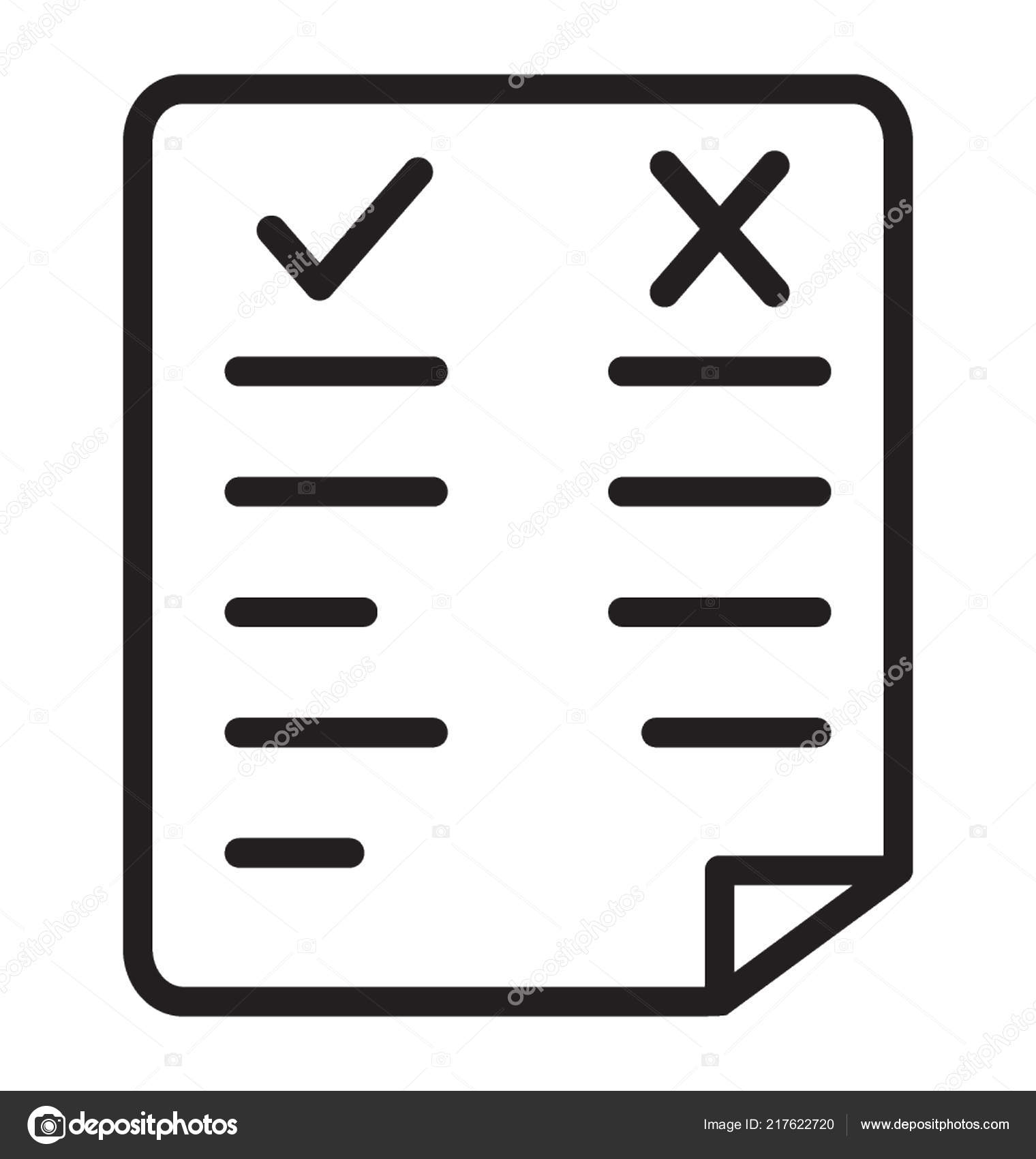 Uma Folha Papel Com Carrapato Marca Cruzada Que Denota Ícone Vetor de  ©prosymbols 217622720, image size:1520x1700