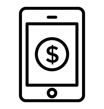 Dolar işareti olan mobil gösteren mobil bankacılık olduğunu, 