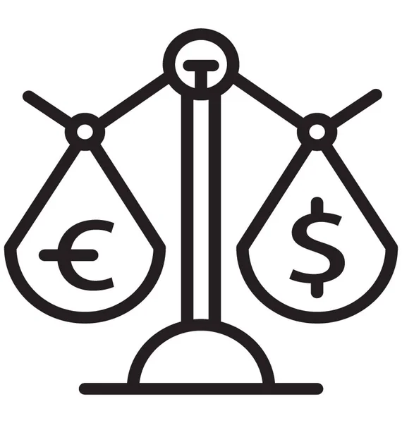 Dollaro Euro Scala Bilancio Che Mostra Vettore Icona Del Tasso — Vettoriale Stock