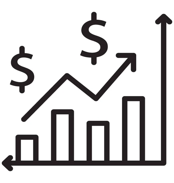 Rostoucí Pruhový Graf Symboly Dolaru Ikona Pro Růst Tržeb — Stockový vektor