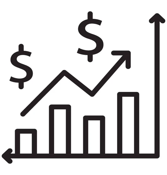 Gráfico Barras Aumento Con Símbolos Dólares Icono Para Crecimiento Ventas — Archivo Imágenes Vectoriales