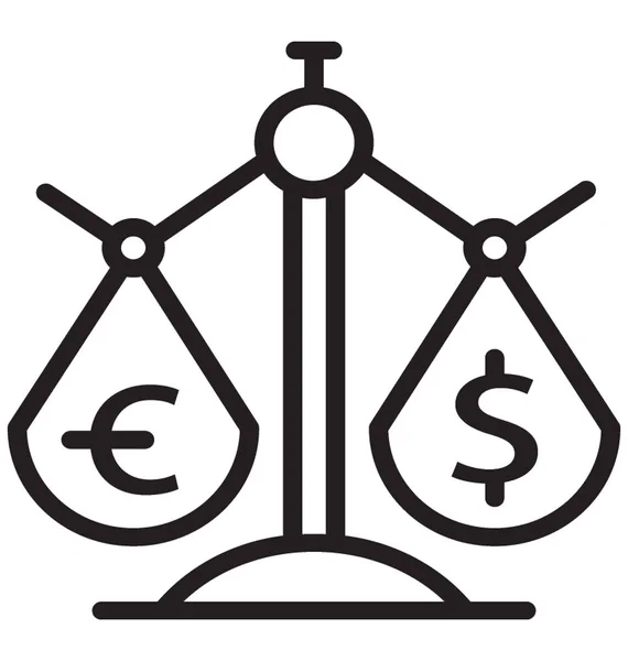 Доллар Евро Балансовой Шкале Отображают Вектор Значка Обменного Курса — стоковый вектор
