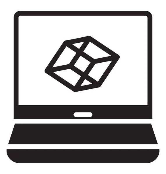 Куб Дизайн Екрані Ноутбука Концепція Піктограм Графічного Дизайну — стоковий вектор