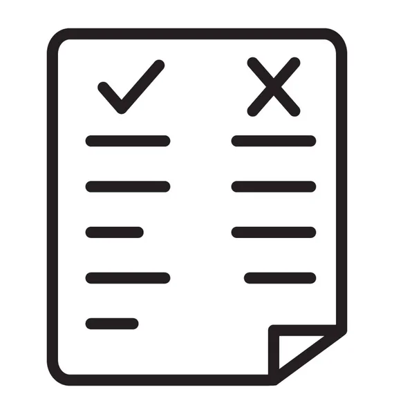 Paper Sheet Tick Cross Mark Denoting Icon Survey Opinion Poll — Stock Vector