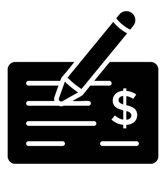 Kağıt Kalem Dolar Işareti Ile Çek Olduğunu — Stok Vektör