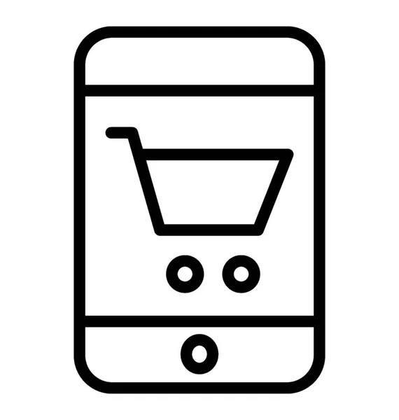 Mobile Having Shopping Trolley Mobile Commerce — Stock Vector