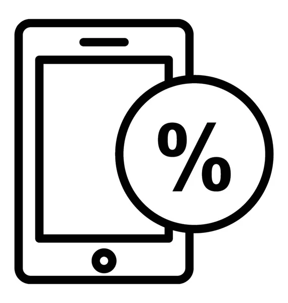 Mobile Con Segno Percentuale Che Mostra Sconto Mobile Online — Vettoriale Stock