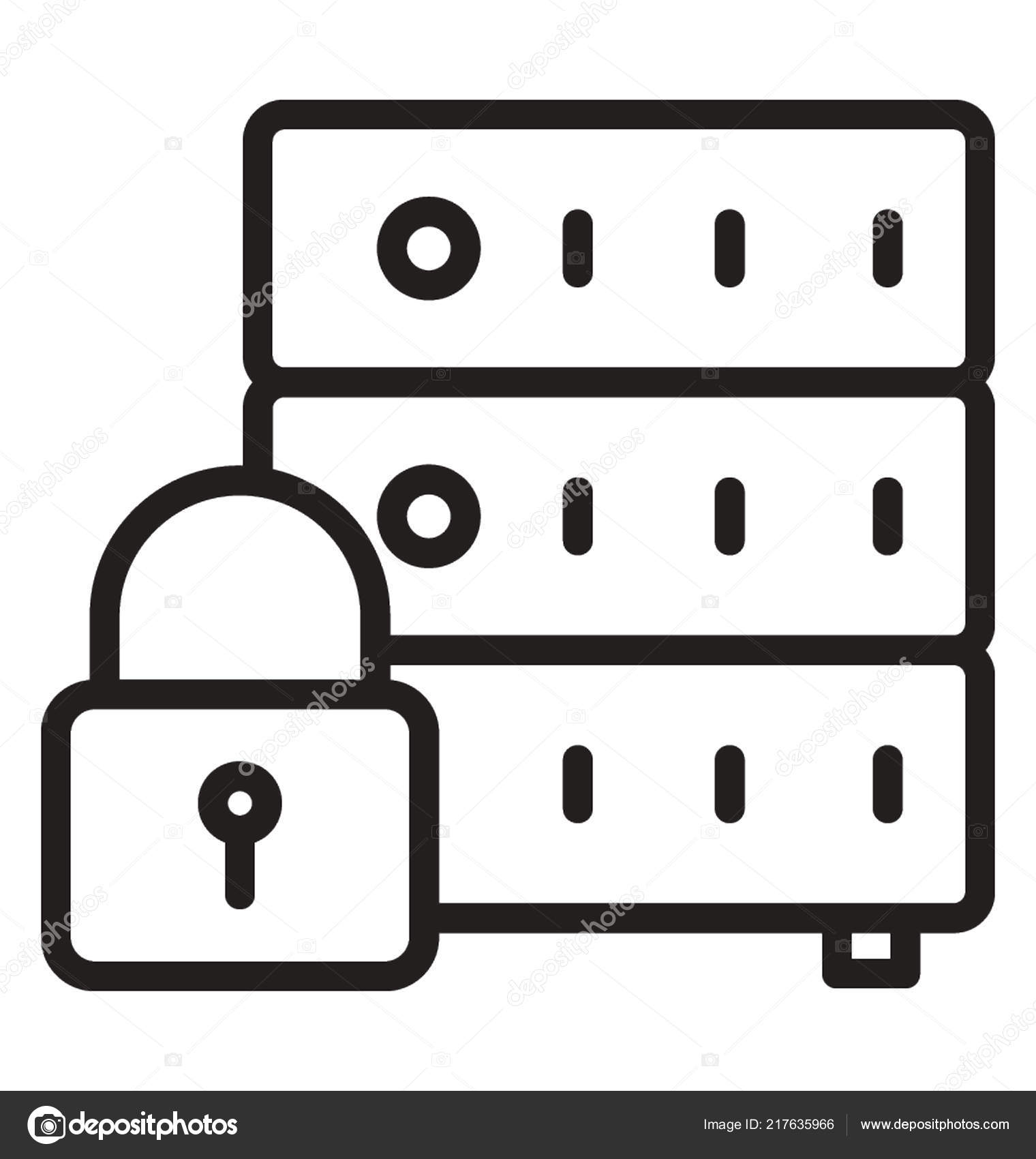 Server Rack Padlock Symbolising Secure Server Icon Concept — Stock ...