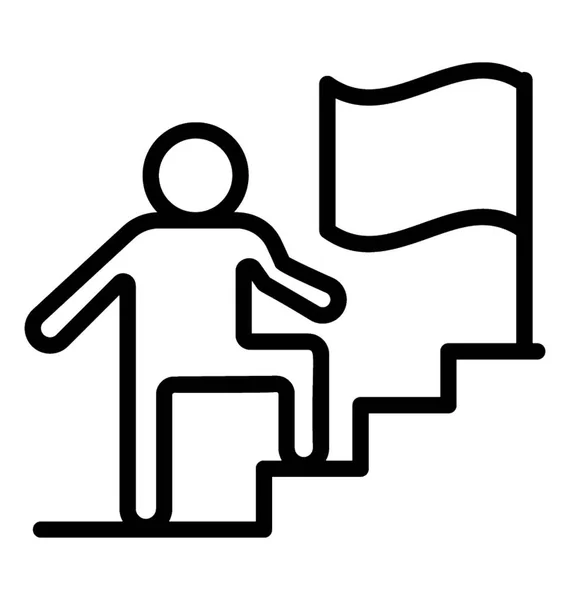 Human Avatar Running Stairs Commemorating Icon Success — Stock Vector