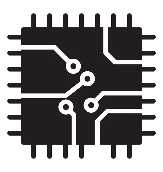 Placa Circuito Microprocessador Gráfico Vetorial Glifo —  Vetores de Stock