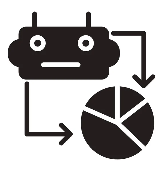 Robotic Face Connected Pie Graph Arrows Showing Artificial Intelligence Icon — Stock Vector