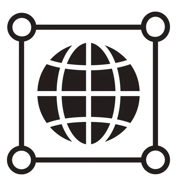 Globe Mřížka Uvnitř Čtvercový Tvar Globální Sítě Ikona Vektor — Stockový vektor