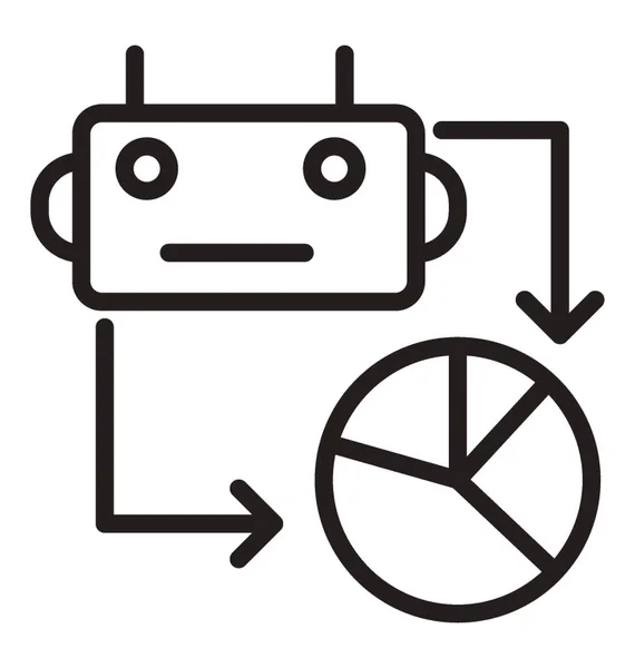 Robot Arca Csatlakozik Keresztül Mesterséges Intelligencia Ikon Mutató Nyilak Kördiagram — Stock Vector