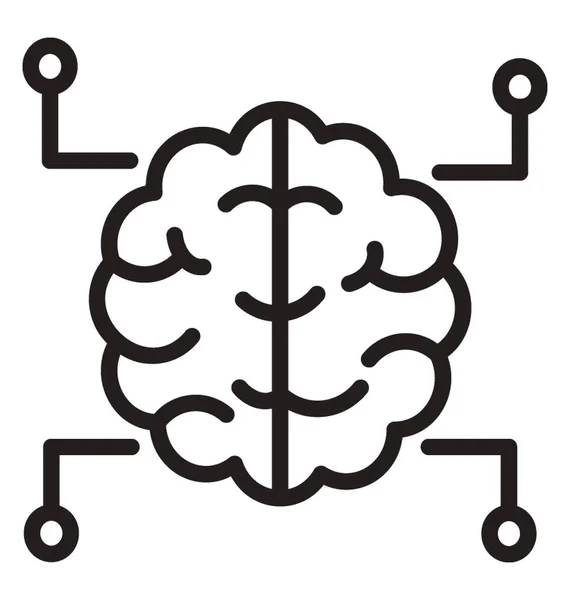 Obraz Ikony Ludzkiego Mózgu Podłączony Węzłów Neuronowe Interfejs Graficzny Ikona — Wektor stockowy