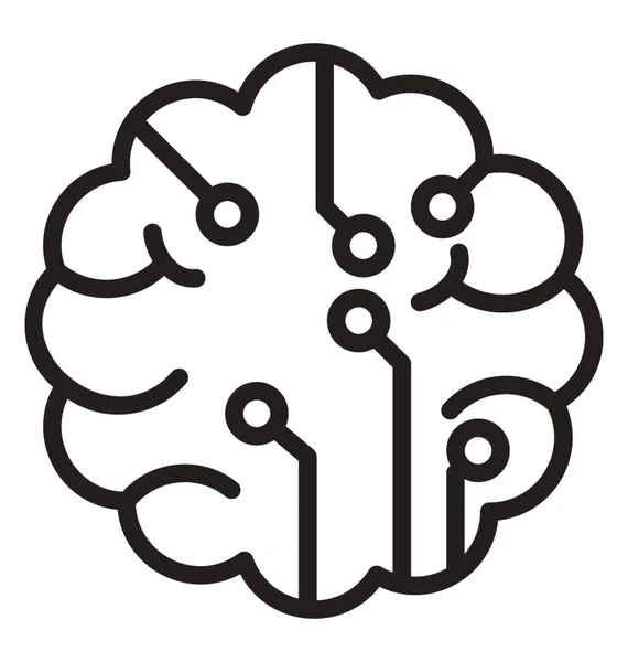 Uma Imagem Ícone Com Cérebro Humano Conectado Nós Ícone Interface —  Vetores de Stock