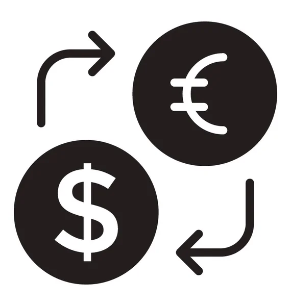 Dollar Und Euromünzen Mit Pfeilen Als Symbol Des Geldwechsels — Stockvektor