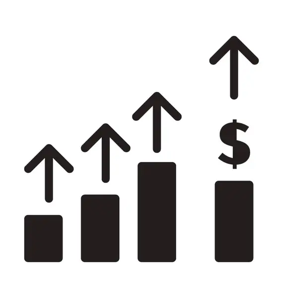 Gráfico Barras Com Seta Crescimento Sinal Dólar Design Ícone Gráfico — Vetor de Stock