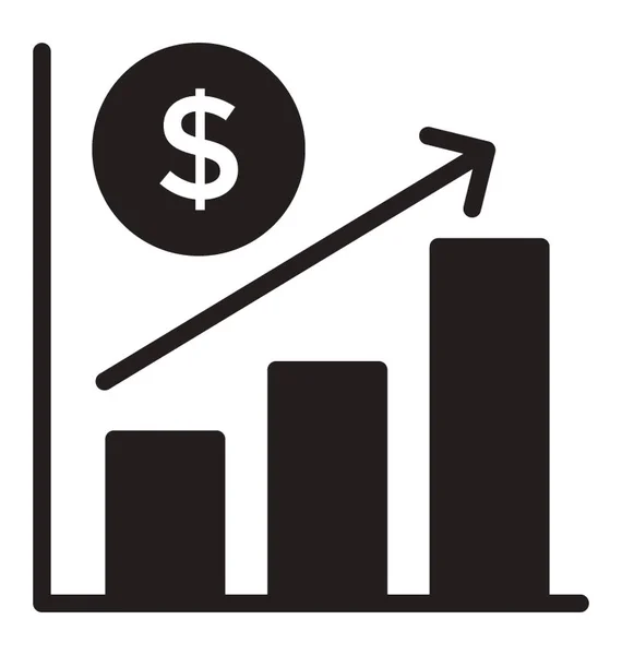 Gráfico Barras Com Seta Crescimento Sinal Dólar Design Ícone Gráfico —  Vetores de Stock