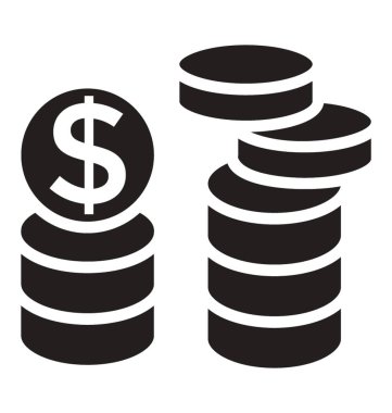 Bir yığın doları sikkeler, glif vektör simgeler 