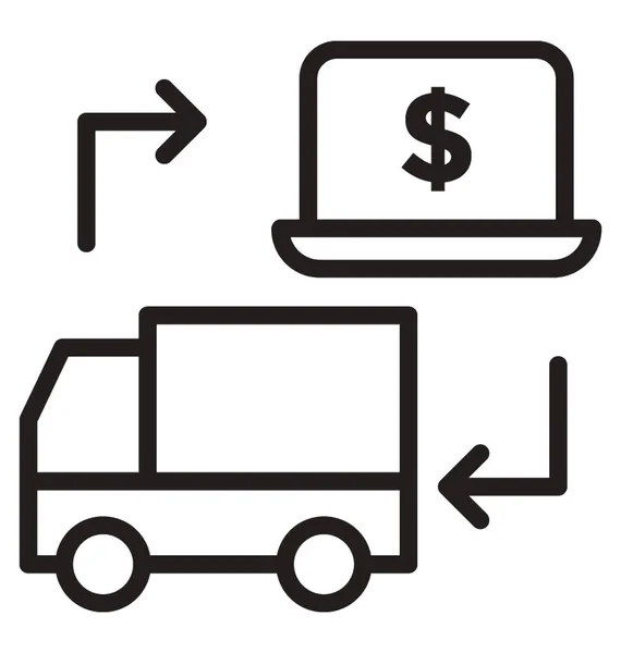 Dolar Ekranie Laptopa Podłączone Cargo Ciężarówka Jest Nadawanie Sensu Pobraniem — Wektor stockowy